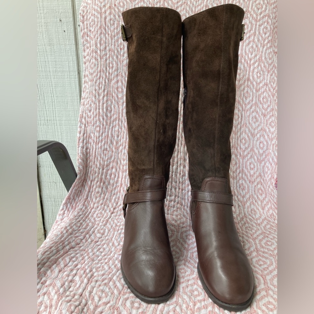 Ralph Lauren Chocolate Brown Leather and Suede Riding Boots